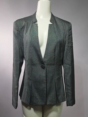Women's Notched-Neck Gray Single-Button Blazer R10